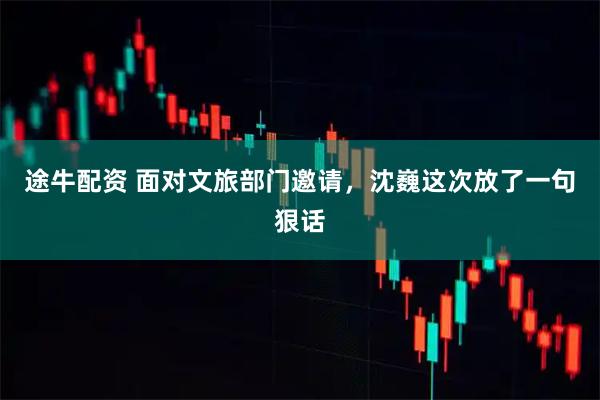 途牛配资 面对文旅部门邀请，沈巍这次放了一句狠话